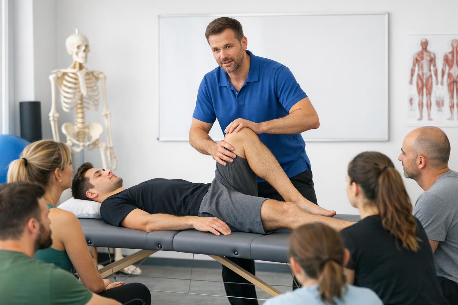 Fizjoterapeuta prowadzący szkolenie praktyczne
