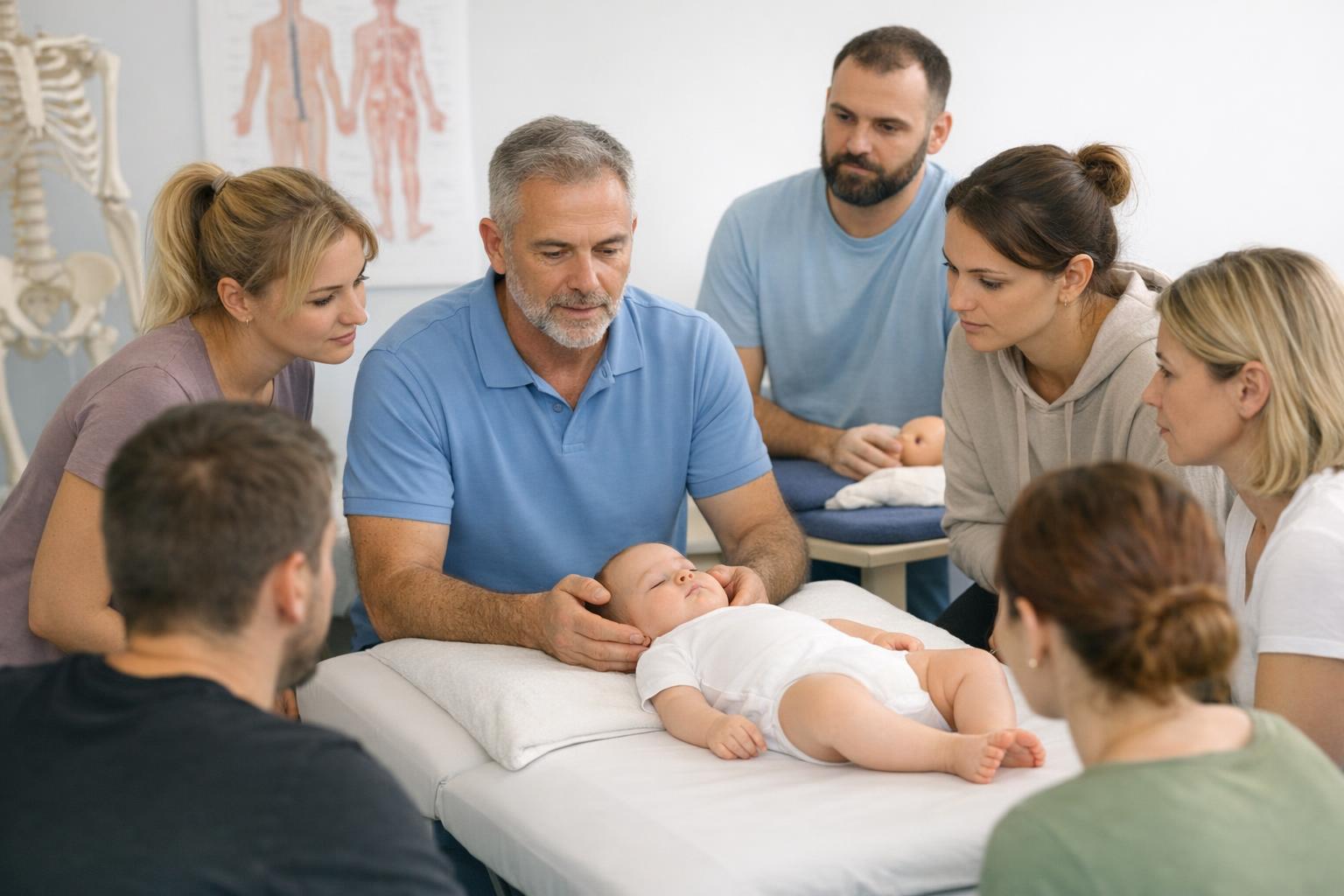 warsztaty praktyczne z osteopatii pediatrycznej - instruktor i uczestnicy